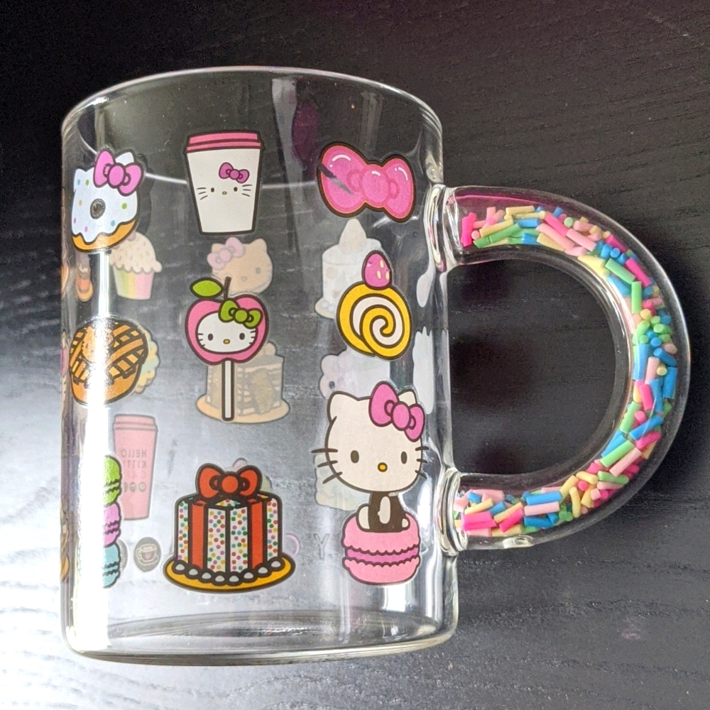 2 Hello Kitty Treats & Sprinkles Glass Mug - Picture 5 of 6